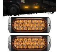 Partsam 2Pcs 4.4" Amber 24 LED Turn Signal Side Marker Lights [DOT Approved], IP67 Waterproof Amber Lens Aluminum Housing Surface Mount Marker Lights for Trailer Truck Tractor RV