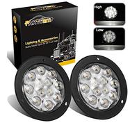 Partsam 2PCS 4" Waterproof Backup Reverse Light Flange Mount 12 LED Truck Trailer RV White