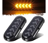 Partsam 2Pcs 6" Oval Arrow Turn Signal Lights Truck Trailer Amber 25LED Surface Mount Smoke Lens Waterproof Sealed Led Marker Clearance Lights Indicators Flange Mount 12V