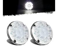 Partsam 2Pcs 7" Round White LED Backup Lights 17 LED Marker Clearance Running Lights Surface Mount for Transit Vehicles Bus Truck Trailers