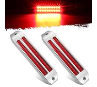 Partsam 2Pcs 8 1/4 Inch Led Trailer Tail Light Bar Red 20 LED Chrome Flush Mount Stop Turn Tail Light Bar, Dual 10 LED 6 1/2 Inch Turn Signal Light Bars Strips 12V