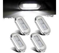 Partsam 4pcs 3" LED Oblong Stainless Courtesy Light Submersible Yacht Marine Boat Deck Lights, Walkways Step storage Led Interior Exterior courtesy Lights lighting, Suface Mount, 12V