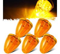 Partsam 5PCS 17LED Amber Cab Marker Top Roof Running Light LED Light Replacement for Peterbilt Freightliner Mack Heavy Duty Trucks Waterproof Front Head Indicator Signal Light