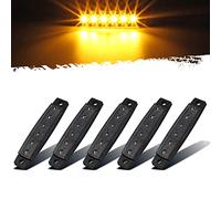Partsam 5Pcs 3.8" Thin Amber 6 LED Side Marker Clearance Lights Indicators for 12V Trucks Trailers Lorry Van Bus Pickup, Smoked Lens, Sealed Waterproof