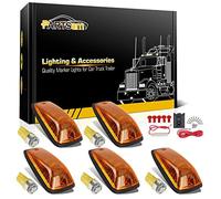 Partsam 5X 264159AM 5-5050-SMD T10 194 Amber LED Cab Marker Roof Running Lights + Wiring Pack Compatible with C1500 C2500 C3500 K1500 K2500 K3500 1988-2002 Pickup Trucks