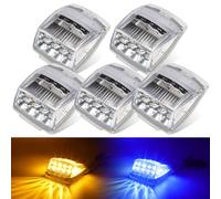 Partsam Cab Light, 5Pc 17LED Dual Color Square Cab Marker Roof Running Top Light, Waterproof Top Reflective Lights Compatible with Kenworth/Peterbilt/Freightliner/Mack (Amber/Blue)