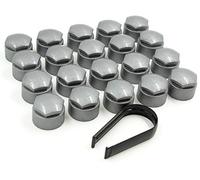 Partsdealers Round Type Wheel nut covers for Audi A1 A3 A4 A5 A6 A7 A8 TT Q3 Q5 Q7 Mk2, Q8 17mm (Alloy Grey)