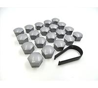 Partsdealers WHEEL NUT COVERS FOR VOLVO S40 S60 S80 S90 V50 V60 V90 XC40 XC60 XC70 X90 BOLT CAPS + LOCKING COVERS 19mm SET (GLOSSY ALLOY GREY x20 +TOOL)