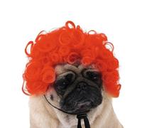 Partslety Dog Wig - Curly Pet Cosplay with Adjustable Elastic Bands, Afro Orange (40g) for Halloween & Christmas Parties