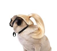 Partslety Dog Wig - Funny Curly Pet Cosplay with Adjustable Elastic Bands, High Ponytail, Light Blonde Wig for Halloween and Christmas Parties