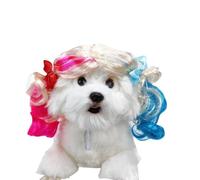 Partslety Dog Wig - Funny Curly Pet Cosplay with Adjustable Elastic Bands, Twin Ponytails for Halloween & Christmas