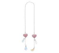Partuto 1 Pair Artificial Crystal Solid Heart Car Rear View Mirror Pendant Accessories Car Hanging Ornament Pink