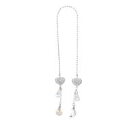Partuto 1 Pair Artificial Crystal Solid Heart Car Rear View Mirror Pendant Accessories Car Hanging Ornament Clear
