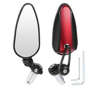 Partuto 1 Pair Motorcycle Rear View Mirrors Universal Aluminum Alloy White Side Rearview Mirror Red Hollow Short Handle Type