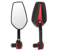 Partuto 1 Pair Motorcycle Rear View Mirrors Universal Plastic Aluminum White Dual Sport Mirror Red L-shaped Long Handle Type