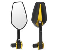 Partuto 1 Pair Motorcycle Rear View Mirrors Universal Plastic Aluminum White Handlebar Mirrors Gold Tone L-shaped Long Handle Type