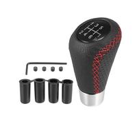 Partuto 1 Pc 6 Speed Universal Gear Shift Knob Cover - Metal Black Red