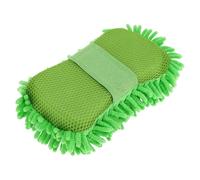 Partuto 1 Pc Universal Car Wash Mitts Chenille Cleaning Sponge Brush Noodle with Elastic Strap Scratch Free Soft Absorbent for Car Home Window - Green
