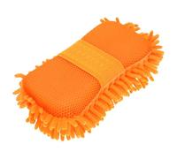 Partuto 1 Pc Universal Car Wash Mitts Chenille Cleaning Sponge Brush Noodle with Elastic Strap Scratch Free Soft Absorbent for Car Home Window - Orange