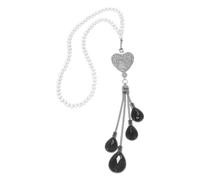 Partuto 1 Pcs Artificial Crystal Heart Water Drop Car Rear View Mirror Pendant Accessories Car Hanging Ornament Black