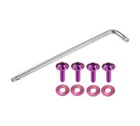 Partuto 1 Set 1/4" M6 Universal Anti Theft License Plate Screws - Car Security Bolt Fasteners for Car Frame Holder with 4 Washers - Titanium Alloy Purple
