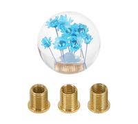 Partuto 1 Set 5.4cm Universal Flower Shift Knob - Car Gear Shifter Knob Round Ball with 3 Adapter for Automatic and Manual Vehicle - Faux Crystal Blue