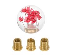 Partuto 1 Set 5.4cm Universal Flower Shift Knob - Car Gear Shifter Knob Round Ball with 3 Adapter for Automatic and Manual Vehicle - Faux Crystal Red