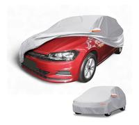 Partuto 190T-PU Universal Waterproof Car Cover for Hatchback Up to 163in | All-Weather Universal, Right Side Zipper, Silver Tone, Durable Outdoor Protection
