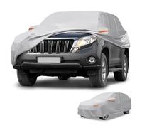 Partuto 190T-PU Universal Waterproof Car Cover for SUV 191-200in | All Weather Waterproof, UV Sun Rain Protection, Left Side Zipper, Silver Tone