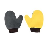 Partuto 2 Pcs Universal Car Wash Mitts Microfiber Gloves Wash Dishes Scratch Free Soft Absorbent for Car Home Window - Gray Yellow