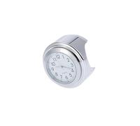 Partuto 22-25mm 7/8" to 1" Motorcycle Handlebar Mount Watch Dial Clock Set with Anti-Skid Pad Wrench Universal Waterproof Silver Tone White Panel Replacement