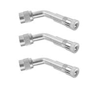 Partuto 3 Pcs 135-Degree Universal Tire Valve Stem Extenders - Silver Tone