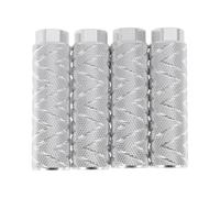 Partuto 4 Pcs Aluminum Alloy Anti-Skid Bike Pegs 100mm Length Wave Texture Bicycle Backseats Stands Cycling Foot Pegs 3/8 Inch Axles Silver Tone