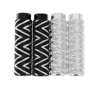 Partuto 4 Pcs Aluminum Alloy Anti-Skid Bike Pegs 100mm Length Wave Texture Bicycle Backseats Stands Cycling Foot Pegs 3/8 Inch Axles Black Silver Tone