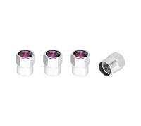 Partuto 4 Pcs Finger Pattern Tire Valve Stem Caps for Car Tyre Valve Dust Covers Decorative Aluminum Alloy Rubber Silver Tone Pink 8x12mm