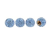 Partuto 4pcs 16x14mm Universal Tire Valve Stem Caps - Car Wheel Valve Cap Anti Crash Valve Stem Cover Tyre Valve Dust Cap Tire Valve Cap - ABS Copper Blue Spherical Faux Crystal Rhinestone