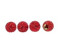 Partuto 4pcs 16x14mm Universal Tire Valve Stem Caps - Car Wheel Valve Cap Anti Crash Valve Stem Cover Tyre Valve Dust Cap Tire Valve Cap - ABS Copper Red Spherical Faux Crystal Rhinestone