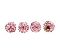 Partuto 4pcs 16x14mm Universal Tire Valve Stem Caps - Car Wheel Valve Cap Anti Crash Valve Stem Cover Tyre Valve Dust Cap Tire Valve Cap - ABS Copper Pink Spherical Faux Crystal Rhinestone