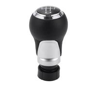 Partuto 5 Speed Manual Gear Shift Knob - Car Stick Shift Knob - for Audi A3 8P 2003-2013 Plastic Faux Leather Black Chrome Silver Tone - 1 Pc