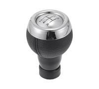 Partuto 5 Speed Manual Gear Shifter Knob - Car Shift Lever Knob - for Mini Cooper R56 2006-2012 Plastic Faux Leather Black Silver Tone - 1 Pc
