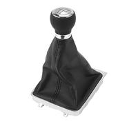 Partuto 5 Speed Manual Gear Shifter Knob W/Cover No.3C0711113A - Car Shift Lever Knob - for VW Passat 2006-2010 Plastic Faux Leather Black Silver Tone - 1 Pc