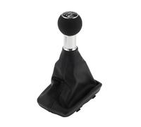 Partuto 5 Speed Manual Gear Shifter Knob with Cover - Car Shift Lever Knob with Cover - for Audi A4 2000-2008 Plastic Faux Leather Black Silver Tone - 1 Pc