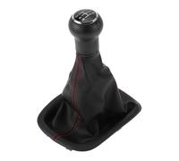 Partuto 5 Speed Manual Gear Shifter Knob with Cover No.3B0711113J - Car Shift Lever Knob - for VW Passat B5 1998-2004 Plastic Faux Leather Black Red - 1 Pc