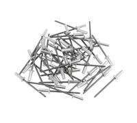 Partuto 50 Pcs Dome Head Closed Sealing Rivets 3.2mm Grip Diameter 10mm Grip Length 6mm Aluminum Alloy Iron Silver Tone