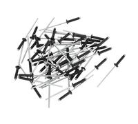 Partuto 50 Pcs Dome Head Large Flange Blind Rivets Aluminum Black Silver Tone 2.4mm Grip Diameter 10mm Grip Length 5mm Flange Diameter