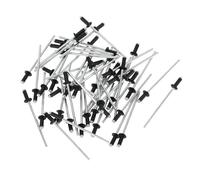 Partuto 50 Pcs Dome Head Large Flange Blind Rivets Aluminum Black Silver Tone 2.4mm Grip Diameter 4mm Grip Length 5mm Flange Diameter