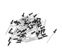 Partuto 50 Pcs Dome Head Large Flange Blind Rivets Aluminum Black Silver Tone 2.8mm Grip Diameter 6mm Grip Length 5mm Flange Diameter