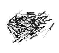 Partuto 50 Pcs Dome Head Large Flange Blind Rivets Aluminum Black Silver Tone 3.2mm Grip Diameter 19mm Grip Length 6.7mm Flange Diameter