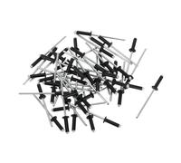 Partuto 50 Pcs Dome Head Large Flange Blind Rivets Aluminum Black Silver Tone 3.2mm Grip Diameter 8mm Grip Length 6.7mm Flange Diameter