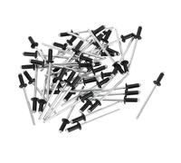 Partuto 50 Pcs Dome Head Large Flange Blind Rivets Aluminum Black Silver Tone 3mm Grip Diameter 6mm Grip Length 6.3mm Flange Diameter